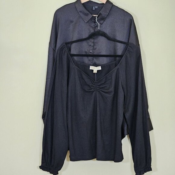 Top Womens XL Lot of 2 MICHAEL by Michael Kors Vero Moda Black Office Gothic - Picture 1 of 16